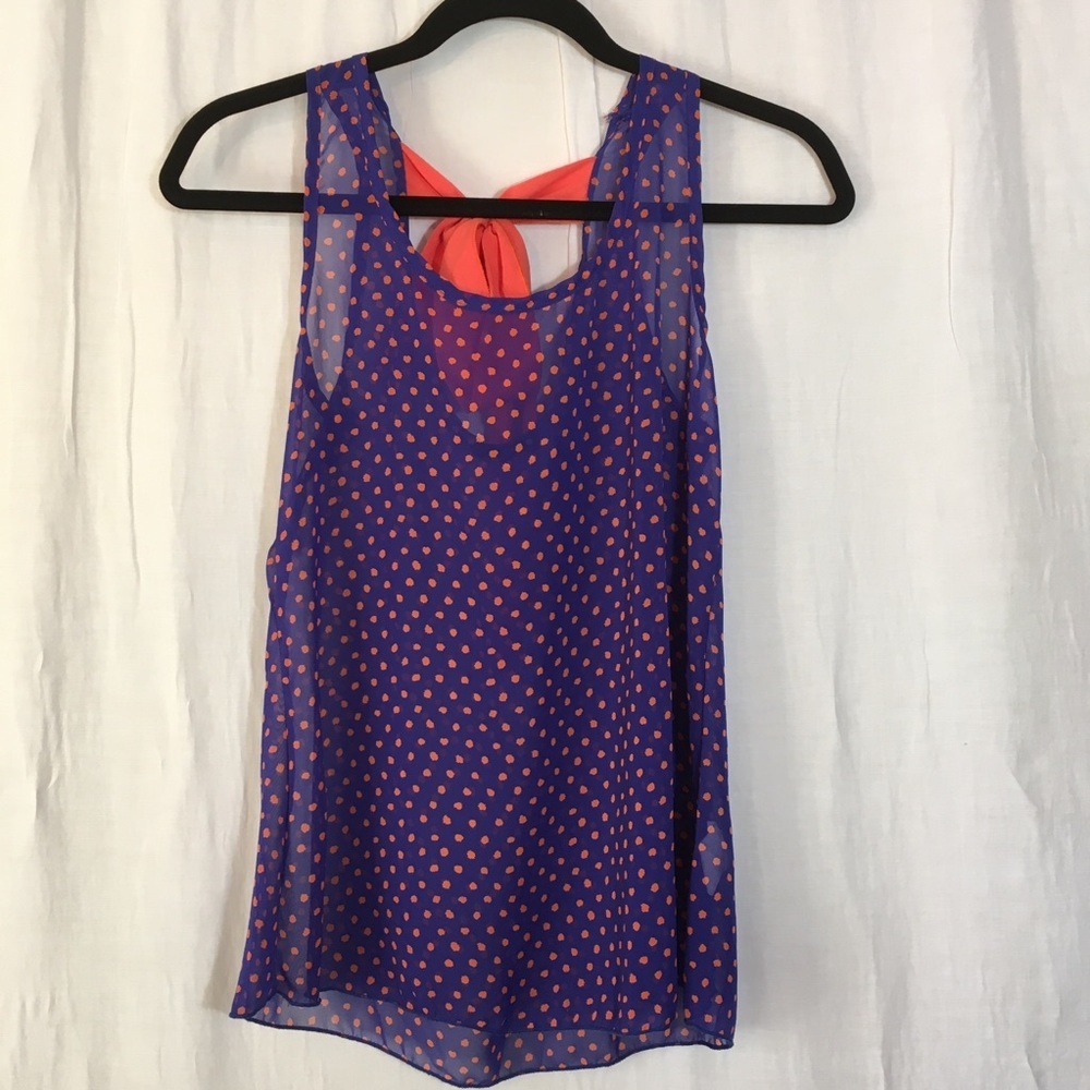 Semi Sheer Sleeveless Tank Bow Tie Back - Picture 2 of 8